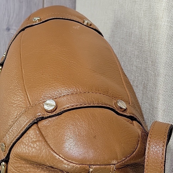 Michael Kors Brown Leather Satchel Shoulder Bag Hobo Tote - Picture 8 of 16